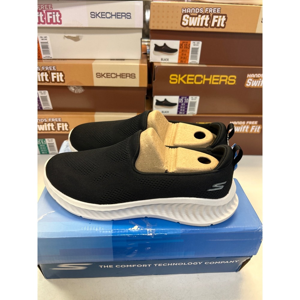 Skechers Go Walk Now Eliana Shoes Women 10 Black Slip On Vegan 125645/BKW 0618